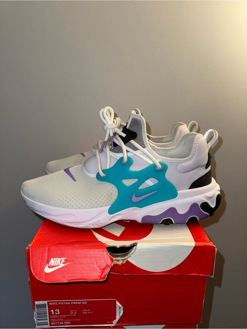 Nike Kids Sneakers - Light Gray, Teal & Purple Accent